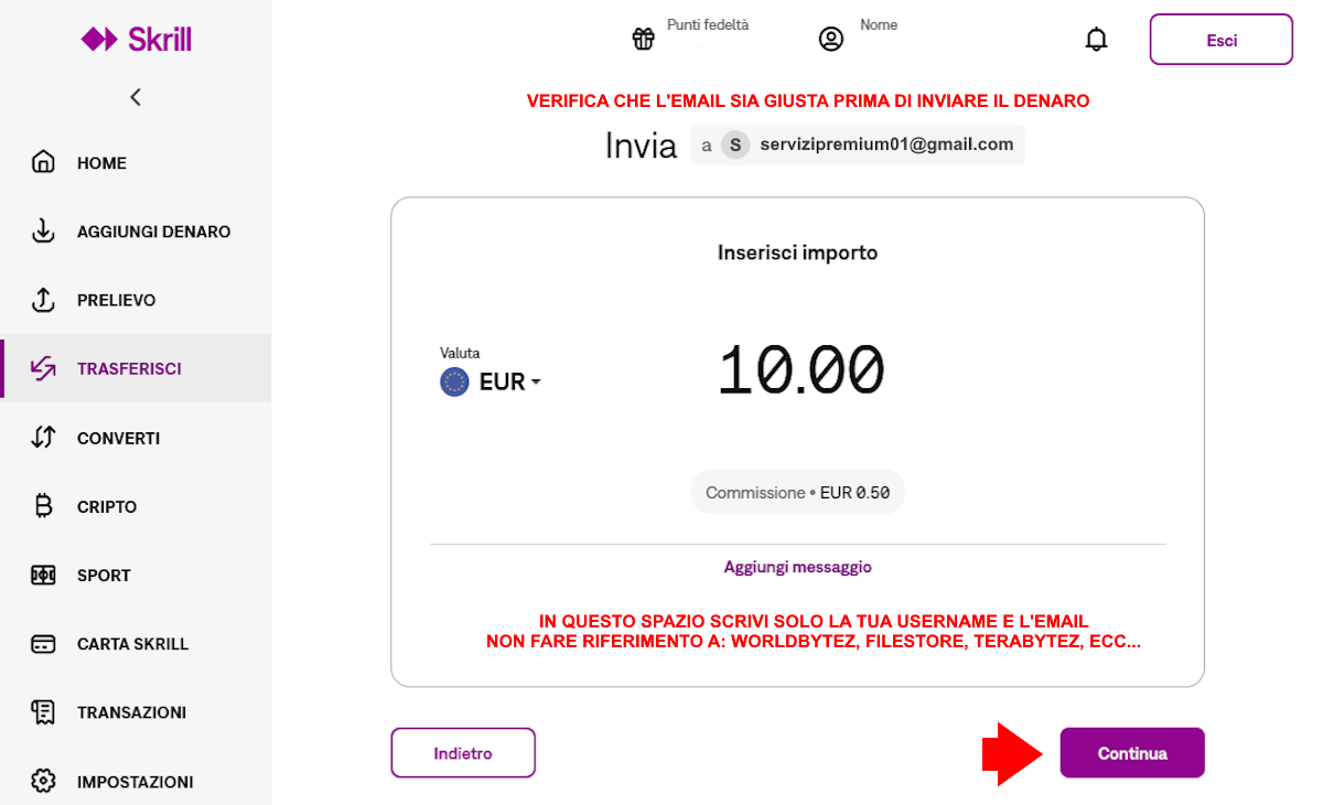 Inserire importo